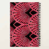 ギャツビーアールデコレッド白黒ピーコックパターン ノートブック (裏面)