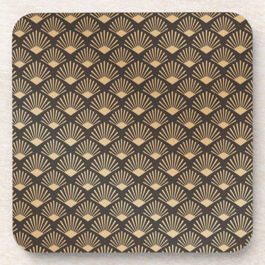 ギャツビーアールデコヴィンテージ幾何学的ファンパターン コースター (正面)