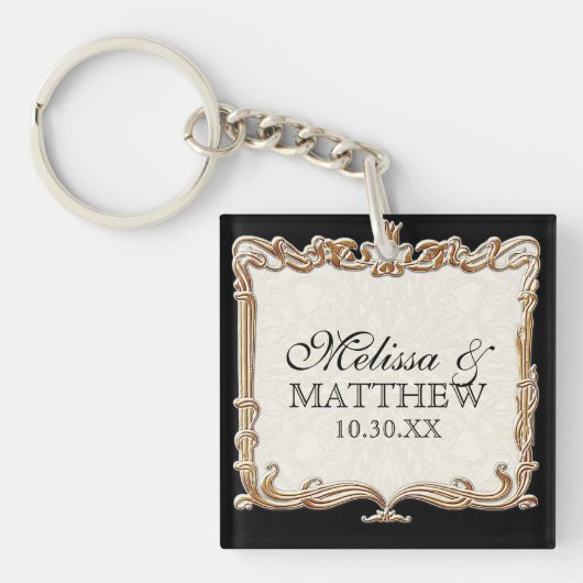 ギャツビーアールデコ新しいレースフェイク金ゴールドチューリップ キーホルダー (正面)