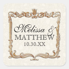 ギャツビーアールデコ新しいレースフェイク金ゴールドチューリップ スクエアシール