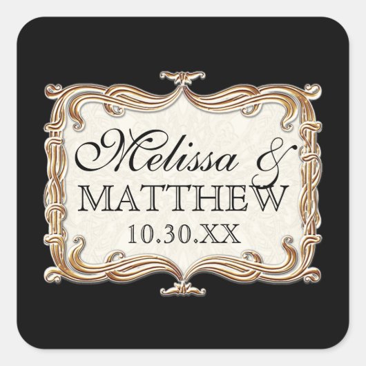 ギャツビーアールデコ新しいレースフェイク金ゴールドチューリップ スクエアシール (正面)