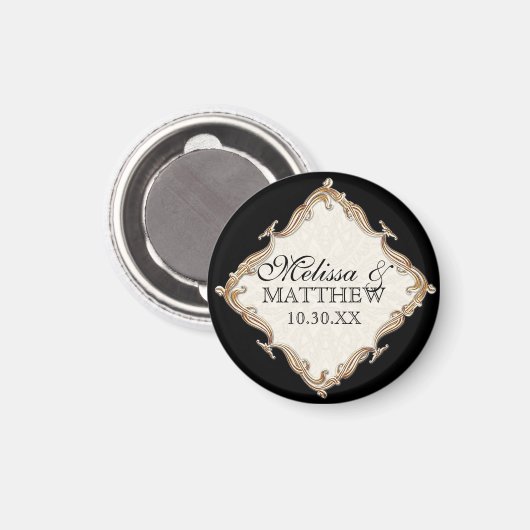 ギャツビーアールデコ新しいレースフェイク金ゴールドチューリップ マグネット (正面/裏面)