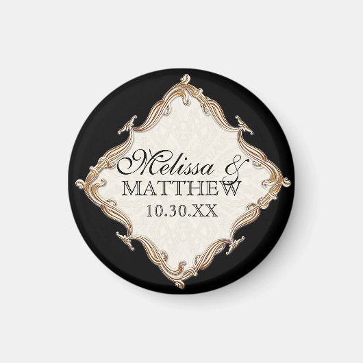 ギャツビーアールデコ新しいレースフェイク金ゴールドチューリップ マグネット (正面)