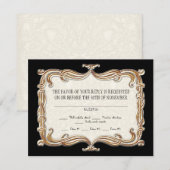 ギャツビーアールデコ新しいレースフェイク金ゴールドチューリップ 出欠カード (正面/裏面)