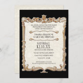 ギャツビーアールデコ新しいレースフェイク金ゴールドチューリップ 招待状 (正面/裏面)