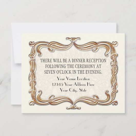 ギャツビーアールデコ新しいレースフェイク金ゴールドチューリップ 招待状 (正面)