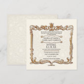 ギャツビーアールデコ新しいレースフェイク金ゴールドチューリップ 招待状 (正面/裏面)