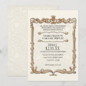 ギャツビーアールデコ新しいレースフェイク金ゴールドチューリップ 招待状 (正面/裏面)