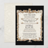 ギャツビーアールデコ新しいレースフェイク金ゴールドチューリップ 招待状 (正面/裏面)