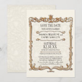 ギャツビーアールデコ新しいレースフェイク金ゴールドチューリップ 招待状 (正面/裏面)