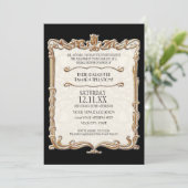 ギャツビーアールデコ新しいレースフェイク金ゴールドチューリップ 招待状 (スタンド正面)