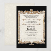 ギャツビーアールデコ新しいレースフェイク金ゴールドチューリップ 招待状 (正面/裏面)