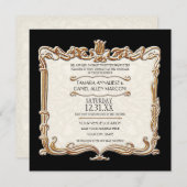 ギャツビーアールデコ新しいレースフェイク金ゴールドチューリップ 招待状 (正面/裏面)
