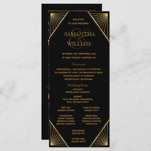 ギャツビーアールデコ結婚のタイムライン プログラム (正面/裏面)