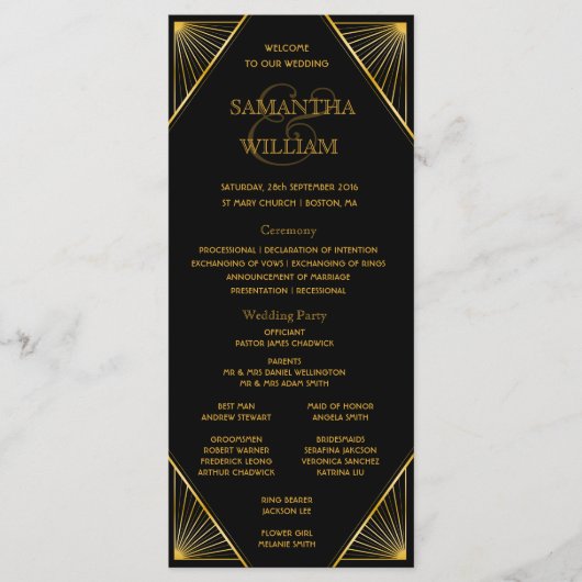 ギャツビーアールデコ結婚のタイムライン プログラム (正面)