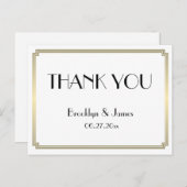 ギャツビーアールデコ結婚金ゴールドの感謝はがき ポストカード (正面/裏面)