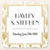 ギャツビーアールデコ1920のコースターウェディングパーティー スクエアペーパーコースター (正面)