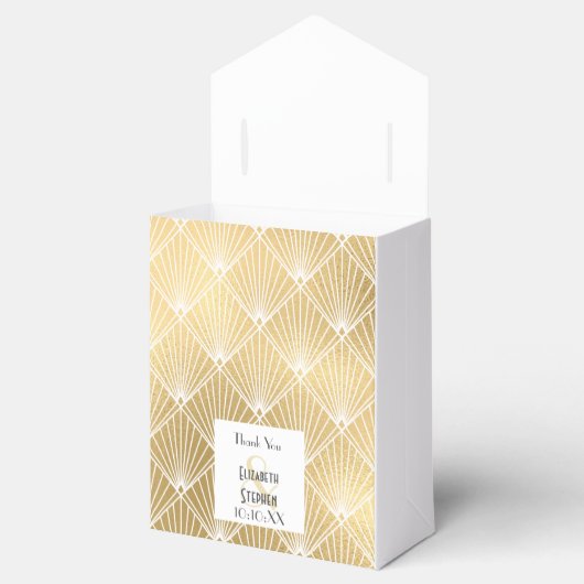 ギャツビーエレガントアールデコホワイト&金ゴールド結婚ズ フェイバーボックス (オープン)