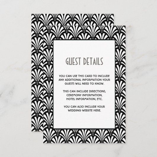 ギャツビーエレガントアールデコ白黒ゲスト情報 エンクロージャーカード (正面/裏面)