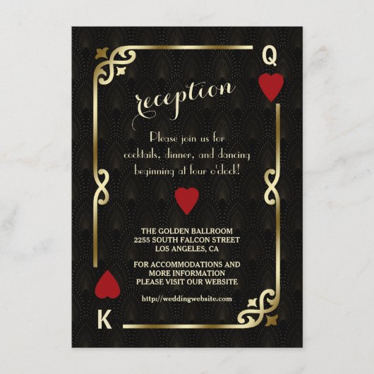 ギャツビーカジノラスベガストランプのポーカーウェディングレセプション エンクロージャーカード (正面)