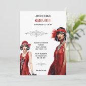 ギャツビーテーマレッド・ブラック・フラッパー・ガールズ・メラニン・ホワイト 招待状 (スタンド正面)