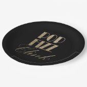 ギャツビーパーティー金ゴールドとブラックポップ・アートのフィズンリンク ペーパープレート (アングル)