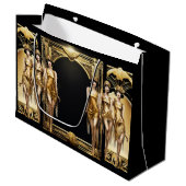 ギャツビーフラッパー女の子金ゴールドブラックテーマイベント ラージペーパーバッグ (正面アングル)