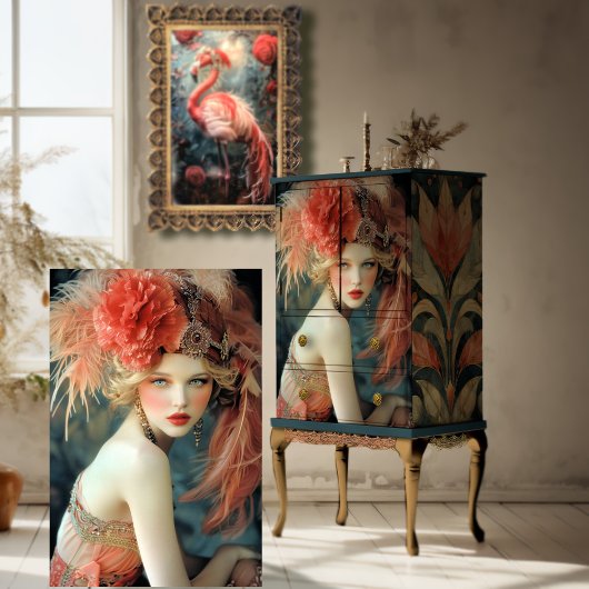 ギャツビーフラッパー美しい、ローリング20のスタイルポートレート 薄葉紙