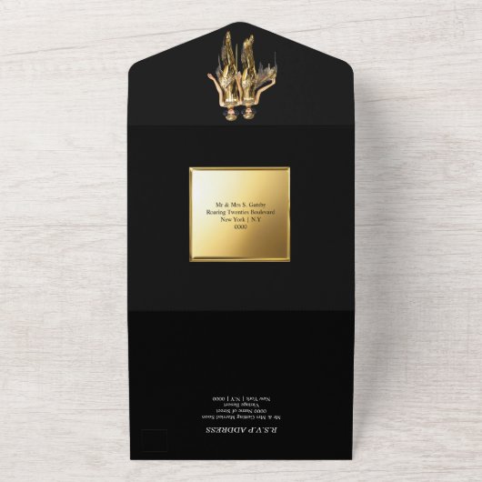 ギャツビー素晴らしの20代の結婚騒々しい女の子 オールインワン招待状 (外側)