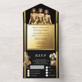 ギャツビー素晴らしの20代の結婚騒々しい女の子 オールインワン招待状 (内側)