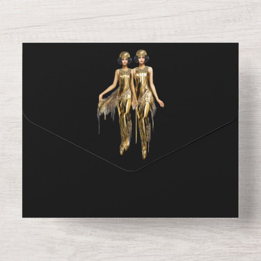 ギャツビー素晴らしの20代の結婚騒々しい女の子 オールインワン招待状 (裏面)