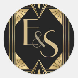 ギャツビー素晴らしアートデコエレガントなウェディングステッカー ラウンドシール