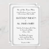 ギャツビー素晴らしアールデコシルバーホワイト結婚式 招待状 (正面/裏面)