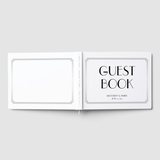 ギャツビー素晴らしアールデコシルバー結婚ズゲストブック ゲストブック (全面)