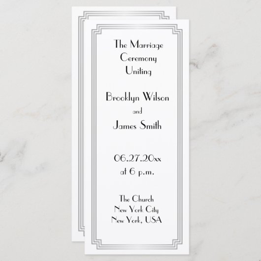 ギャツビー素晴らしアールデコシルバー結婚式 プログラム (正面/裏面)