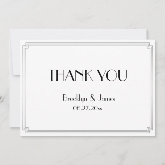 ギャツビー素晴らしアールデコシルバ結婚ーの感謝 サンキューカード (正面)