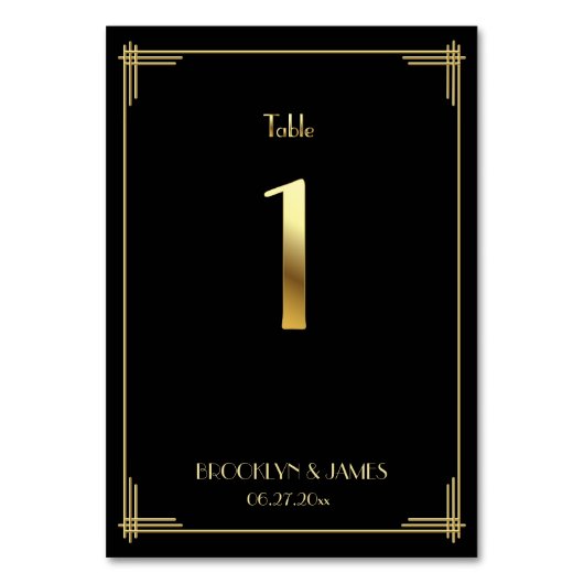 ギャツビー素晴らしアールデコテーブル番号1金ゴールドブラック テーブルナンバー (正面)