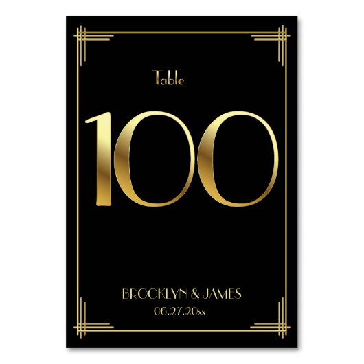 ギャツビー素晴らしアールデコテーブル番号100金ゴールドブラック テーブルナンバー (正面)