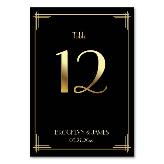 ギャツビー素晴らしアールデコテーブル番号12金ゴールドブラック テーブルナンバー (正面)