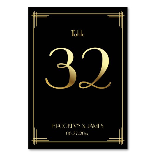 ギャツビー素晴らしアールデコテーブル番号32金ゴールドブラック テーブルナンバー (正面)