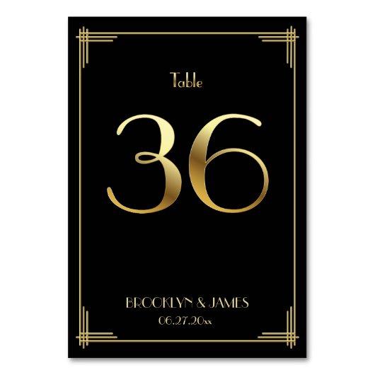 ギャツビー素晴らしアールデコテーブル番号36金ゴールドブラック テーブルナンバー (正面)