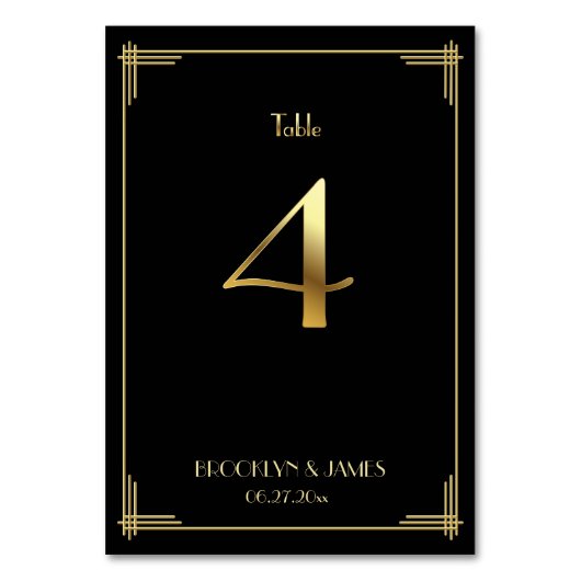 ギャツビー素晴らしアールデコテーブル番号4金ゴールドブラック テーブルナンバー (裏面)