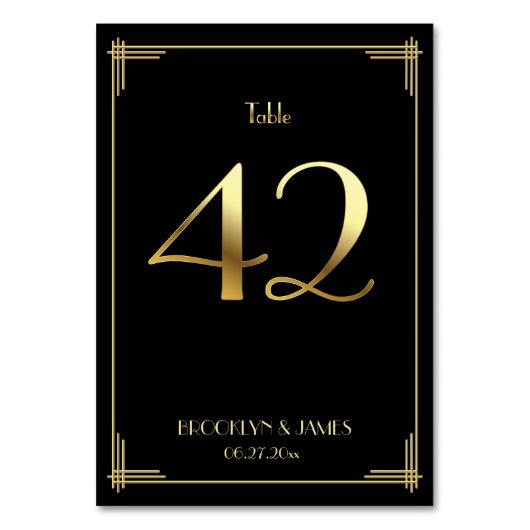 ギャツビー素晴らしアールデコテーブル番号42金ゴールドブラック テーブルナンバー (正面)