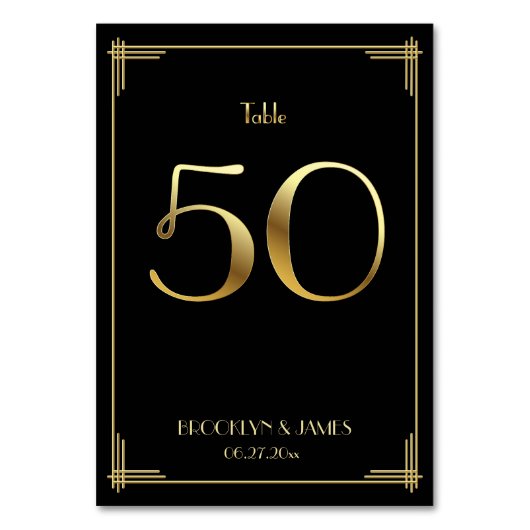ギャツビー素晴らしアールデコテーブル番号50金ゴールドブラック テーブルナンバー (正面)