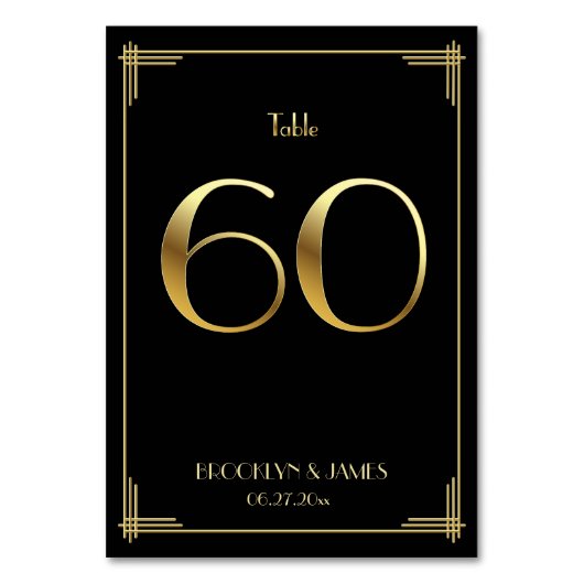 ギャツビー素晴らしアールデコテーブル番号60金ゴールドブラック テーブルナンバー (正面)