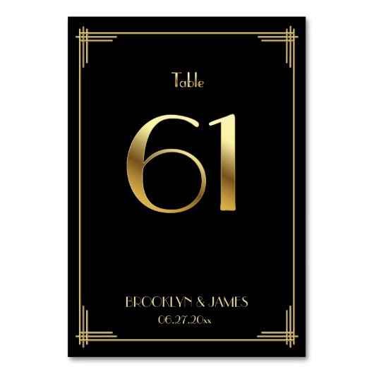 ギャツビー素晴らしアールデコテーブル番号61金ゴールドブラック テーブルナンバー (正面)