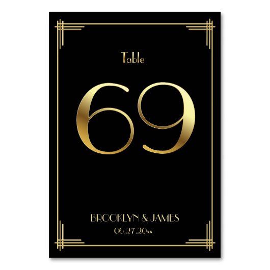 ギャツビー素晴らしアールデコテーブル番号69金ゴールドブラック テーブルナンバー (正面)