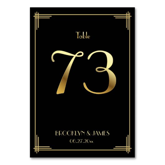 ギャツビー素晴らしアールデコテーブル番号73金ゴールドブラック テーブルナンバー (正面)