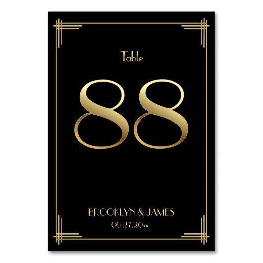 ギャツビー素晴らしアールデコテーブル番号88金ゴールドブラック テーブルナンバー (裏面)