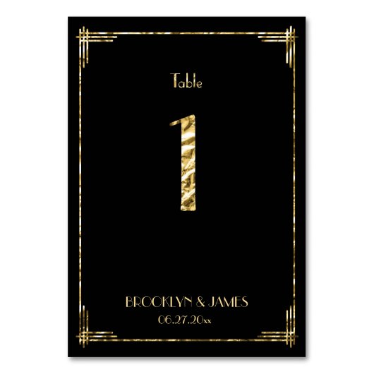 ギャツビー素晴らしアールデコテーブルNumber 1 Gold Foil テーブルナンバー (正面)